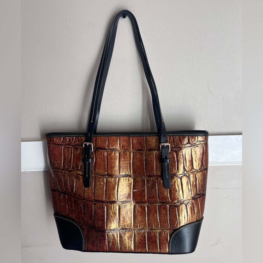 Dooney & Bourke Crocodile-Embossed Tote - Gold and Black